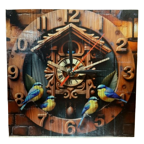 Ceas decorativ, model sublimat Vintage Papagali, handmade, cadou pentru cei dragi, 20cm