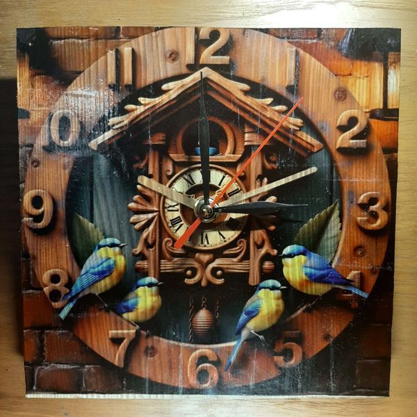 Ceas decorativ, model sublimat Vintage Papagali, handmade, cadou pentru cei dragi, 20cm