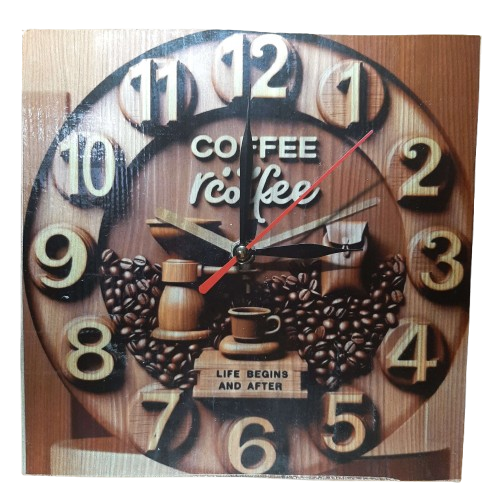 Ceas decorativ, model sublimat Vintage Cafea Boabe, handmade, cadou pentru cei dragi, 20cm