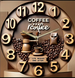 Ceas decorativ, model sublimat Vintage Cafea Boabe, handmade, cadou pentru cei dragi, 20cm