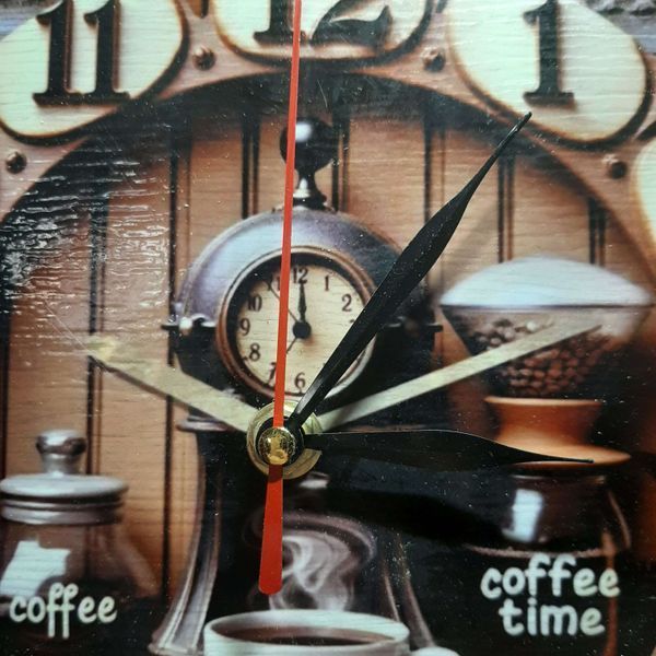 Ceas decorativ, model sublimat Vintage Timpul pentru Cafea, handmade, cadou pentru cei dragi, 20cm