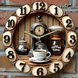 Ceas decorativ, model sublimat Vintage Timpul pentru Cafea, handmade, cadou pentru cei dragi, 20cm
