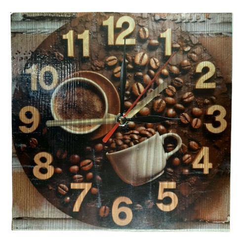 Ceas decorativ, model sublimat Vintage Coffee Hour, handmade, cadou pentru cei dragi, 20cm