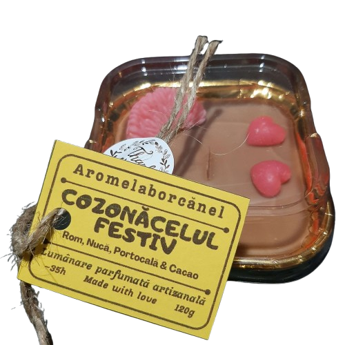 Lum&acirc;nare parfumată Cupcake, COZONĂCELUL FESTIV &ndash; Rom, Nucă, Portocală, Cacao