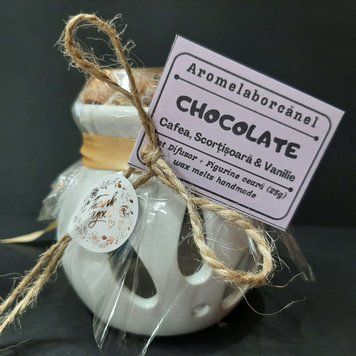 Set difuzor Wax Melts si figurine de ceara de soia parfumata, CHOCOLATE &ndash; Cafea, Scortisoara, Vanilie