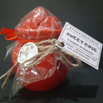 Set difuzor Wax Melts si figurine de ceara de soia parfumata, SWEET ROSE &ndash; Trandafir de Dulceață