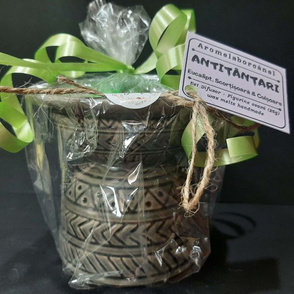 Set difuzor Wax Melts si figurine de ceara de soia parfumata, ANTITANTARI &ndash; Eucalipt, Scortisoara, Cuisoare