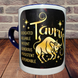 Cana Zodia Taur, model dublu, ceramica, maner inima albastra, cadou pentru cei dragi, 350 ml