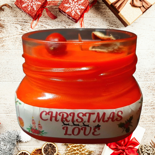 Lum&acirc;nare parfumată CHRISTMAS LOVE &ndash; Mar copt, Scortisoara, Sirop de artar, Lamaie, 80g
