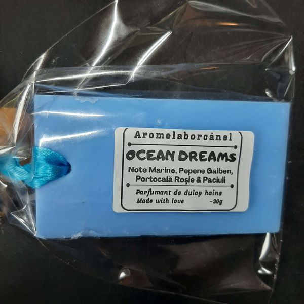Parfumant dulap haine OCEAN DREAMS &ndash; Note marine, Pepene Galben, Portocală roșie, Paciuli, Dreptunghi, 30g