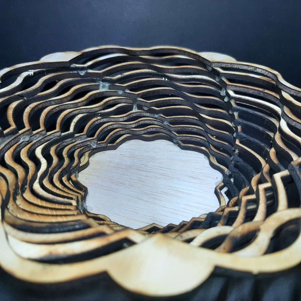 Cosulet decor cu lumanare LED, handmade, lemn natural, Candelis, 18cm